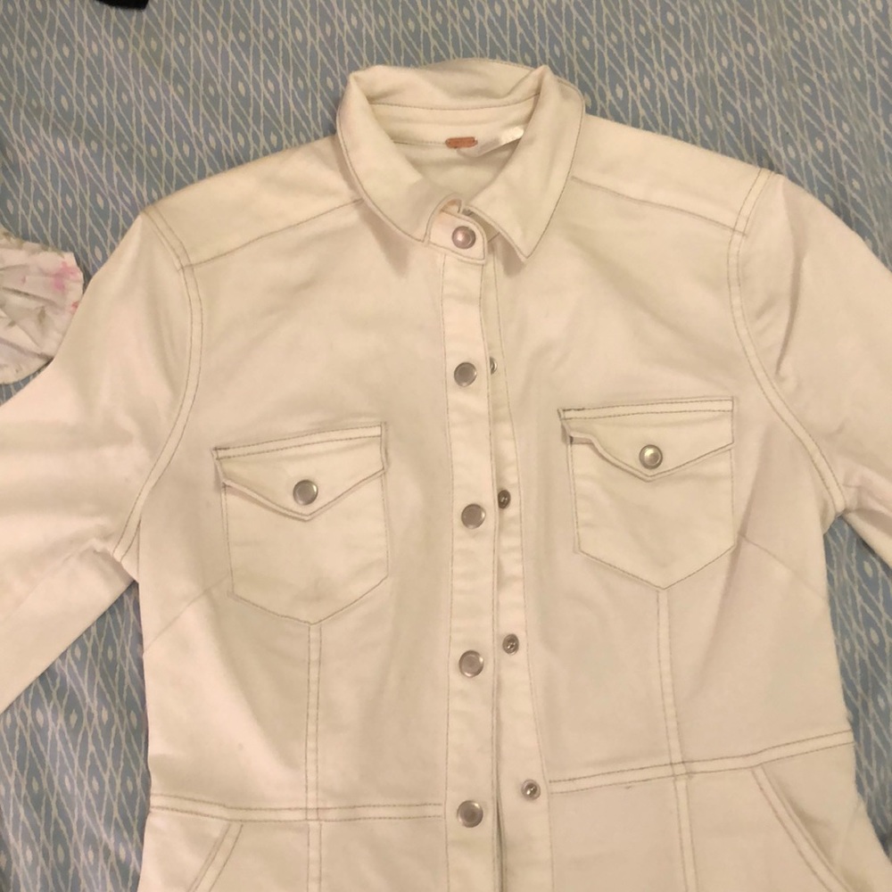 Free people springtime mid length button up coat